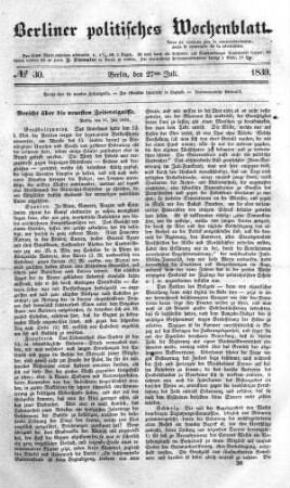 No 30, 27. Juli 1839