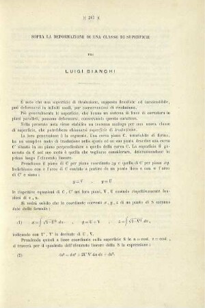 Sopra la deformazione di una classe di superficie.