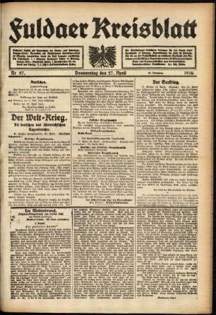 Ausgabe vom Donnerstag, den 27. April 1916.