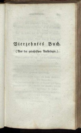 Vierzehntes Buch. (Aus der griechischen Anthologie.)