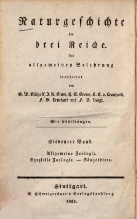 Lehrbuch der Zoologie. 1, Allgemeine Zoologie ; Spezielle Zoologie ; Säugethiere