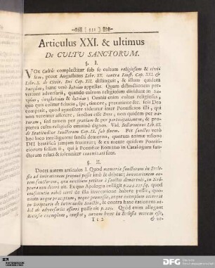 Articulus XXI. & ultimus. De Cultu Sanctorum.