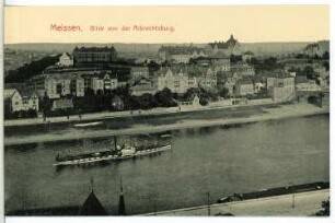 Meißen. Blick auf Meißen-Rechts - Elbe m. Dampfer Wettin