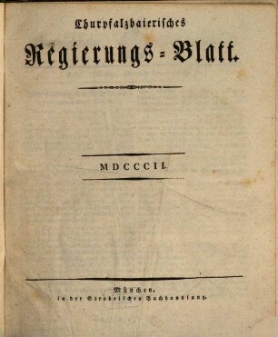 Churpfalzbaierisches Regierungsblatt, 1802