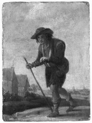 Landstreicher, den Arm in der Binde