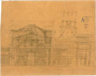Thiersch, August ; Alexandria (Ägypten); Serapeum von Alexandria, Rekonstruktion des Sarapistempels - Querschnitt, Details