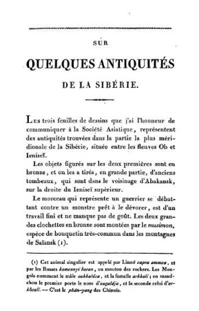 Sur quelques Antiquités de la Sibérie