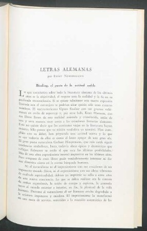 Letras alemanas : Binding, el poeta de la actitud noble