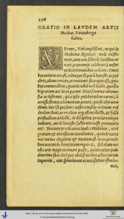 Oratio In Laudem Artis Medicæ
