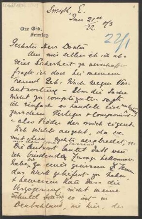 Brief an Ludwig Strecker  und B. Schott's Söhne : 21.01.1903