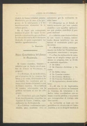 Bases constitutivas del Ateneo de Guatemala.