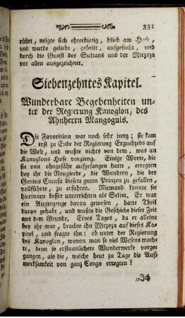 Siebenzehntes Kapitel. Wunderbare Begebenheiten unter der Regierung Kanoglon, des Ahnherrn Mangoguls.