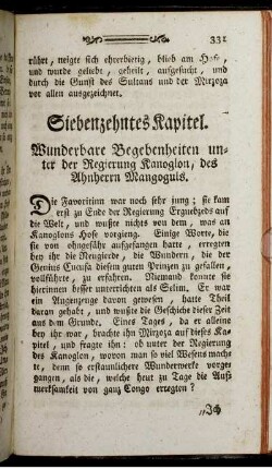 Siebenzehntes Kapitel. Wunderbare Begebenheiten unter der Regierung Kanoglon, des Ahnherrn Mangoguls.