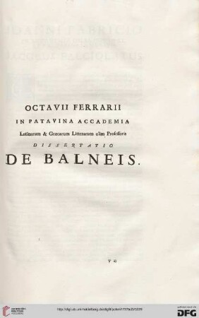 Dissertatio de Balneis