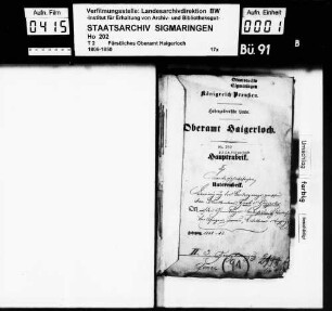 Bereinigung der Landesgrenze zwischen den Oberämtern Horb und Haigerloch auf den Gemarkungen Bietenhausen, Höfendorf, Trillfingen, Imnau, Bittelbronn und Empfingen