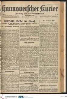 Hannoverscher Kurier : Hannoversches Tageblatt ; Morgenzeitung für Niedersachsen