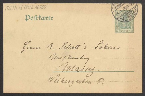 Brief an B. Schott's Söhne : 04.01.1909