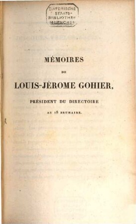 Mémoires de Louis-Jérôme Gohier, 1