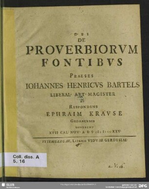 De Proverbiorum Fontibus