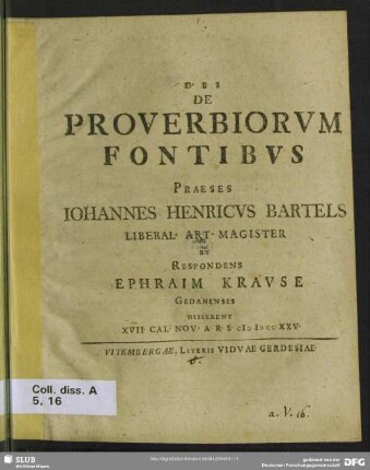 De Proverbiorum Fontibus