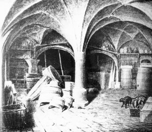 Halle (Saale), Kühler Brunnen, Küche (grafische Darstellung); Zeichnung von Albert Grell