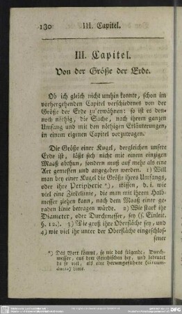 III. Capitel. Von der Größe der Erde