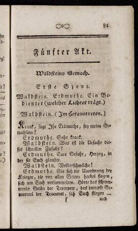 Fünfter Akt. Waldsteins Gemach.