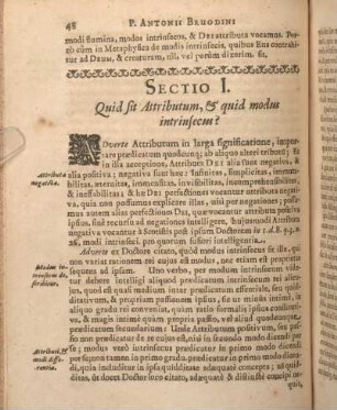 Sectio I. Quid sit Attributum, & quid modus intrinsecus?