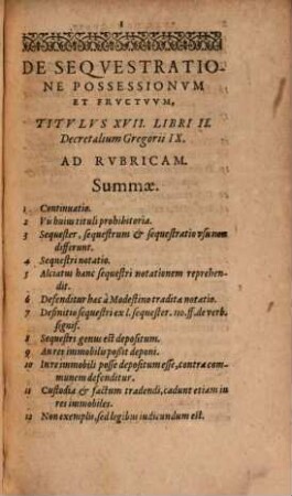 De sequestratione possession. et fructuum ... Repetitio