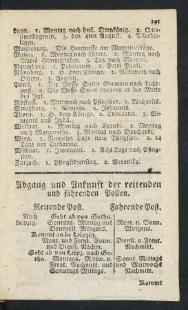 Abgang und Ankunft der reitenden und fahrenden Posten.