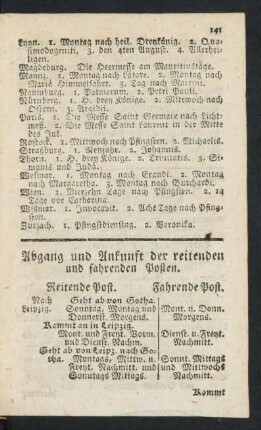 Abgang und Ankunft der reitenden und fahrenden Posten.