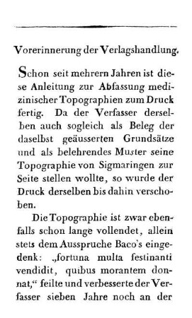 Vorerinnerung der Verlagshandlung.