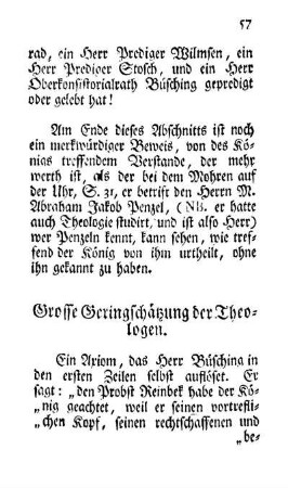 Grosse Geringschätzung der Theologen.