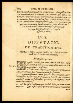 LVIII. Disputatio, De Traditionibus.