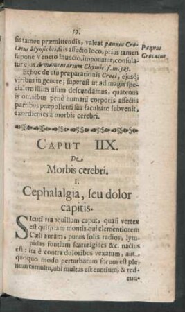 Caput IIX. De Morbis cerebri.