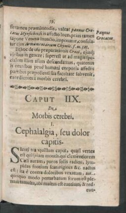 Caput IIX. De Morbis cerebri.