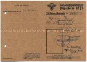 Förderer-Ausweis des NS-Fliegerkorps mit Spendenmarken - Personenkonvolut