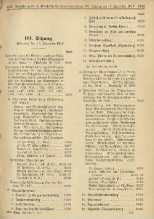 101. Sitzung. Mittwoch den 17. Dezember 1919