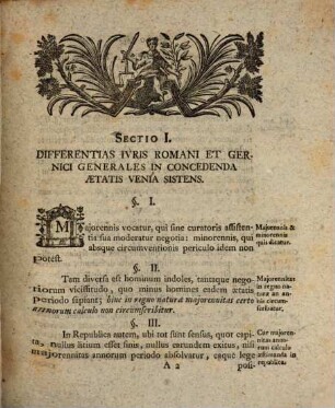 Dissertatione inavgvralis differentias ivris Romani et Germanici in concedenda venia aetatis