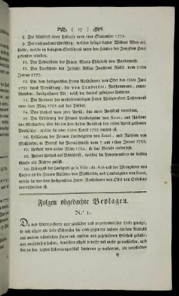 Folgen obgedachte Beylagen.