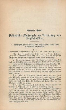 Vierter Titel. Polizeiliche Maßregeln zur Verhütung von Unglücksfällen