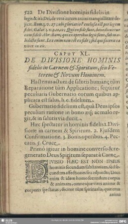 Caput XL. De Divisione Hominis fidelis in Carnem & Spiritum, seu Veterem & Novum Hominem