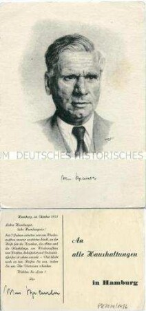 Wahlwerbung für Max Brauer (SPD) zur Hamburger Bürgerschaftswahl 1953