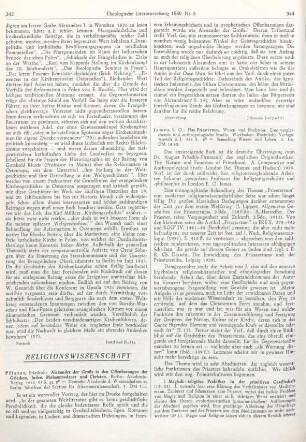 343-344 [Rezension] Pfister, Friedrich, Alexander der Grosse in den Offenbarungen der Griechen, Juden, Mohammedaner und Christen