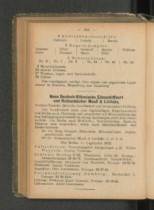 Neue Deutsch-Böhmische Elbeschiffahrt und Rothenbücher Maaß & Lüdicke, Berliner Verkehr, Betriebs-Gesellschaft mit beschränkter Haftung.
