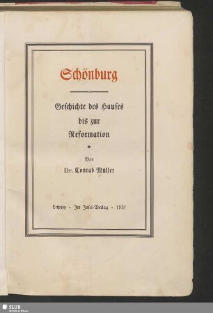 Schönburg : Geschichte des Hauses bis zur Reformation