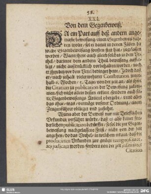 XXI. Von dem Gegenbeweiß
