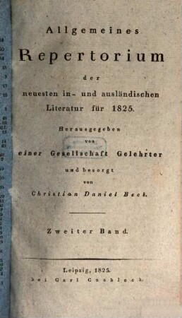 Allgemeines Repertorium der neuesten in- und ausländischen Literatur. 1825,2, 1825, 2