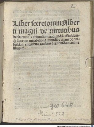 Liber aggregationis seu secretorum de virtutibus herbarum, lapidum et animalium; De mirabilibus mundi : Mit astrologischem Anhang nach dem Liber aggregationis