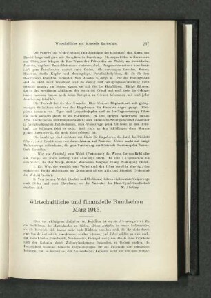 Wirtschaftliche und finanzielle Rundschau März 1913.